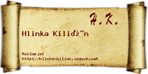 Hlinka Kilián névjegykártya